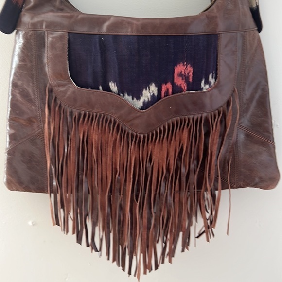 Cleobella leather and canvas fringe bag purse crossbody - Picture 5 of 13